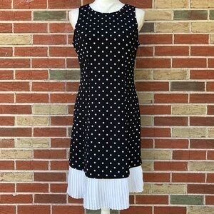 Nanette Lepore Pleated Flounce NWT Polka Dot Black White Sleeveless Dress 👗